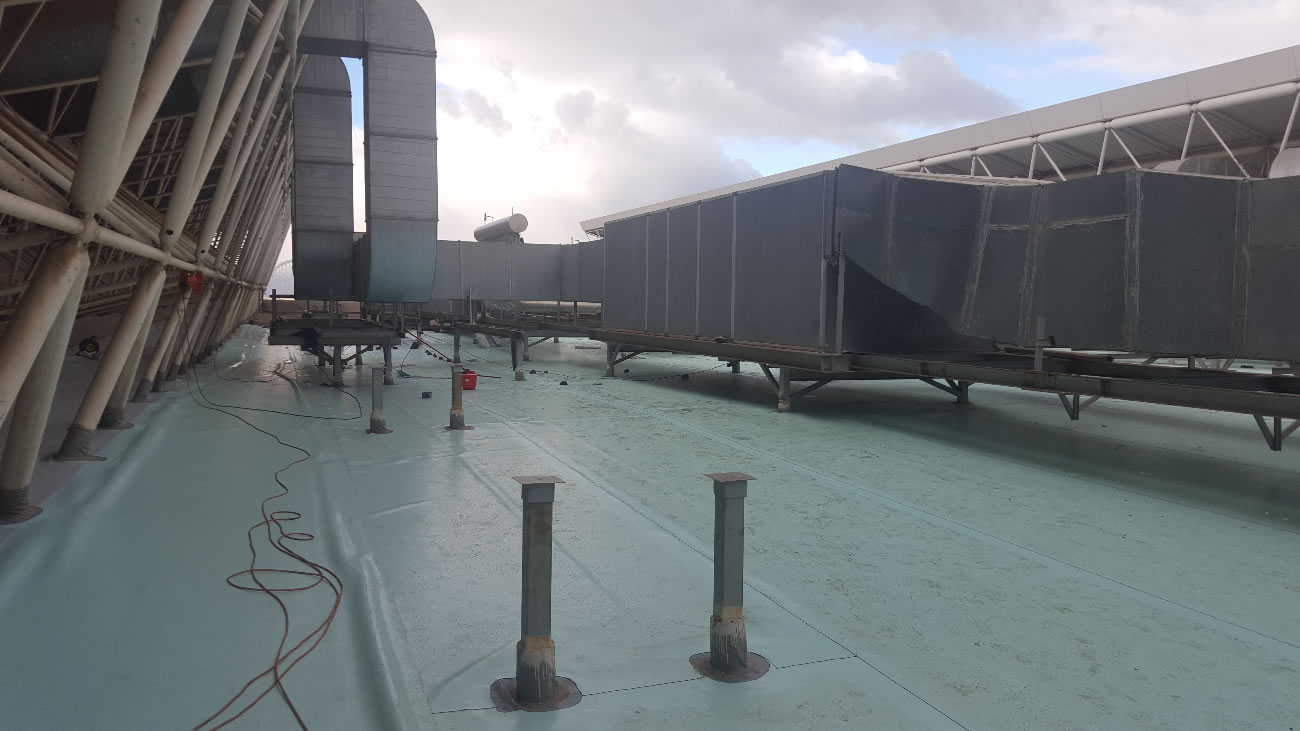 Στεγανοποίηση οροφής του κλειστού γυμναστηρίου μπάσκετ του ΟΑΚΑ